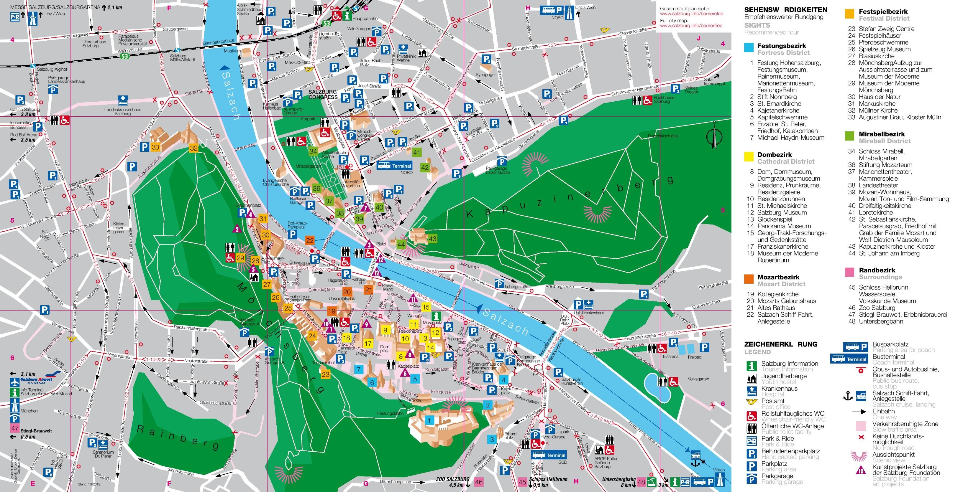 mapa salzburgu Mapa turystyczna w Salzburgu, Austria   mapa turystyczna mapa 