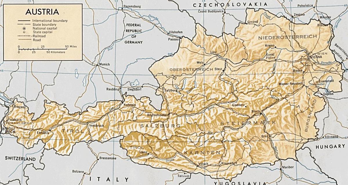 Austria mapa geograficzna