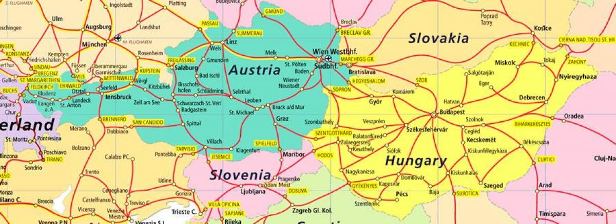Austria kolejowych mapie