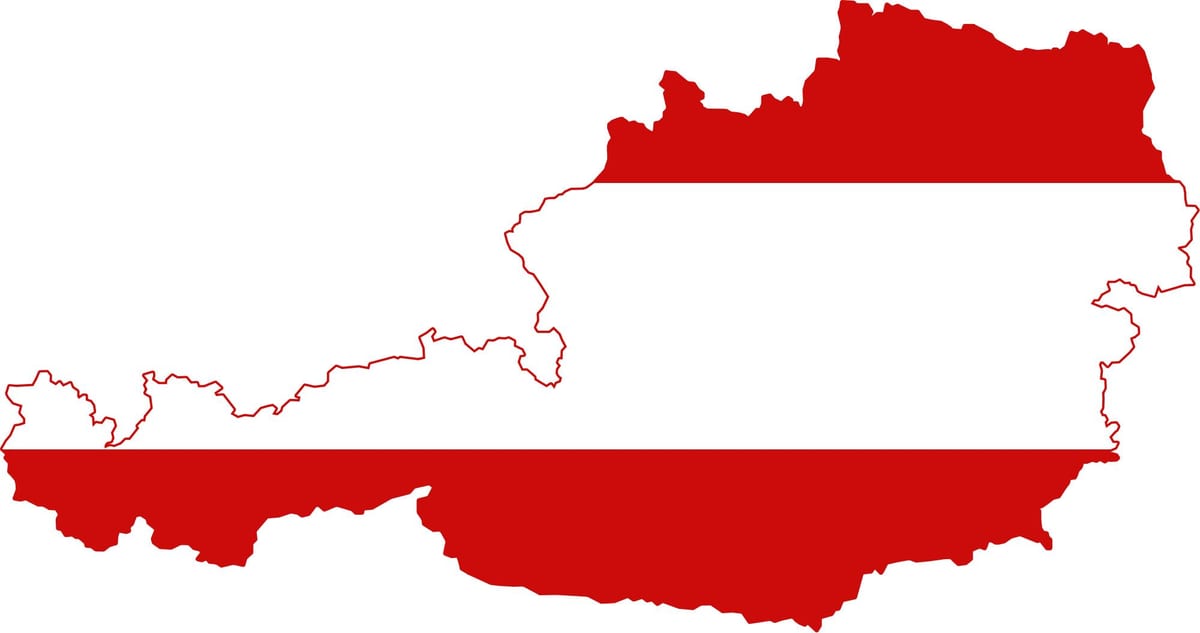 flaga Austrii na mapie 