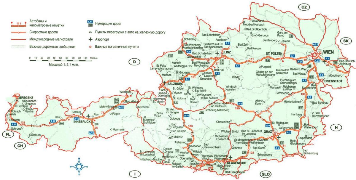 szczegółowa mapa Austrii