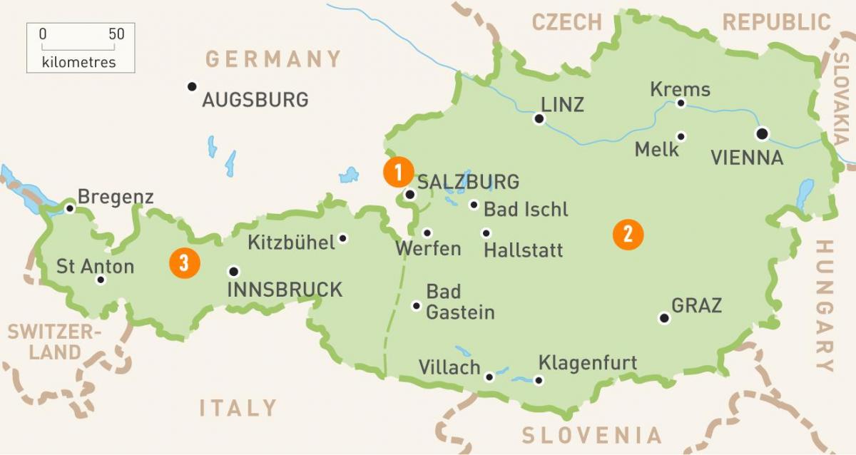 mapa Austrii
