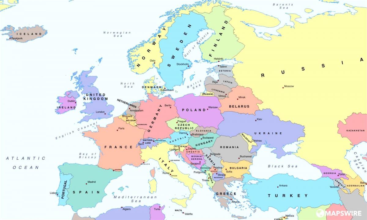 na mapie Europy w Austrii