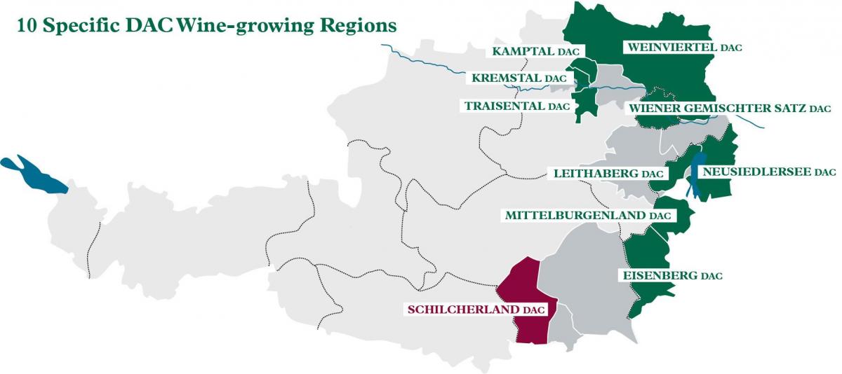 austriackie regiony winiarskie mapie