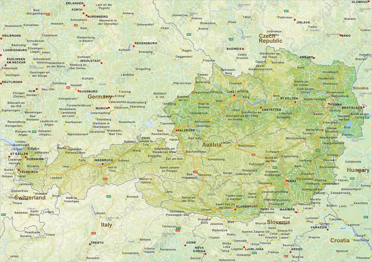 mapa Brooke Austria