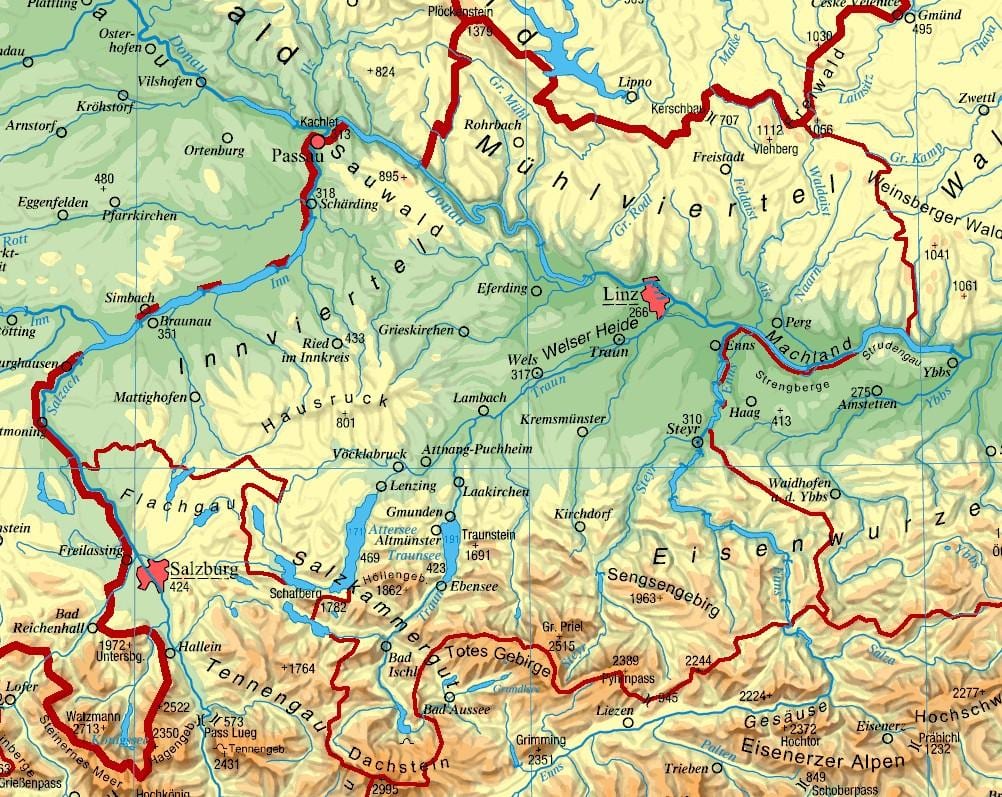 mapie górnej Austrii