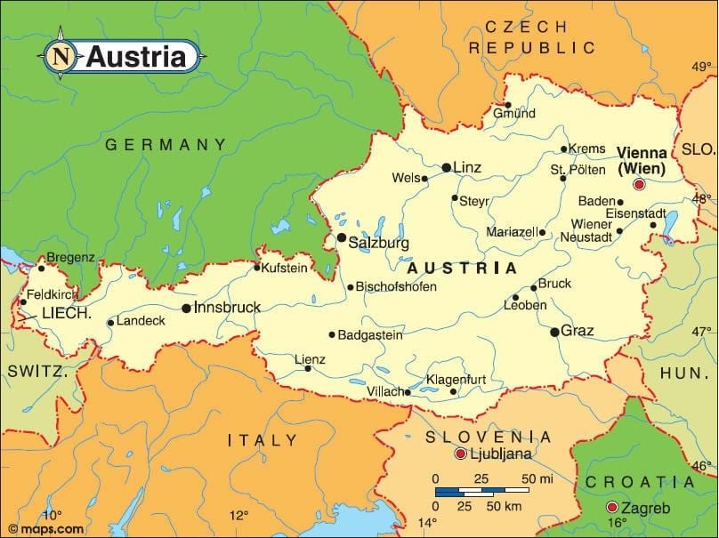 mapa landek Austria