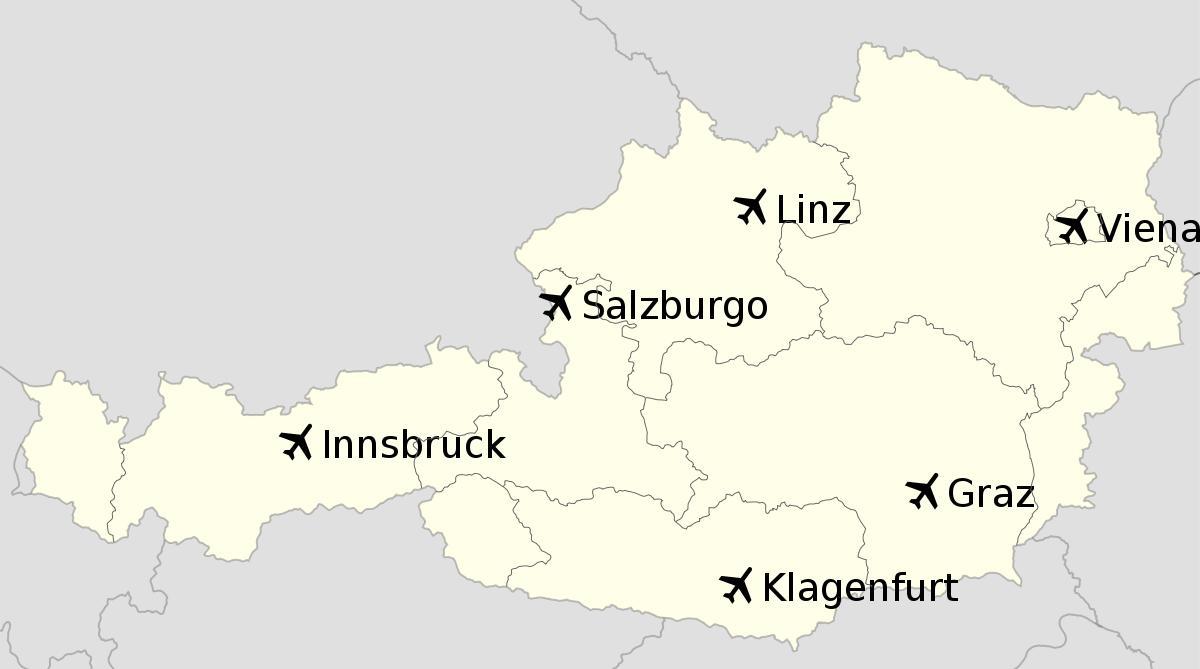 lotniska w Austrii na mapie