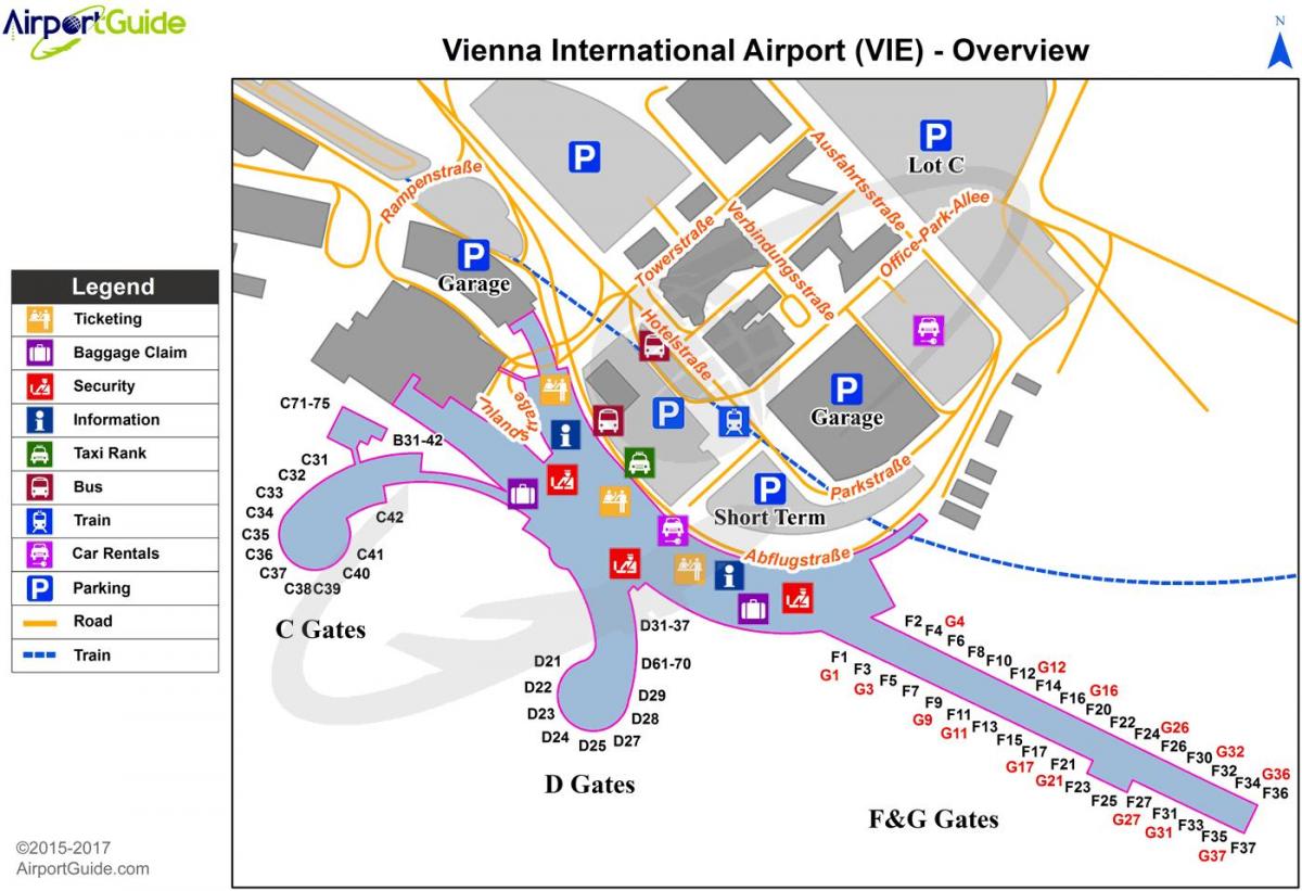 mapa lotnisko Wiedeń Austria 