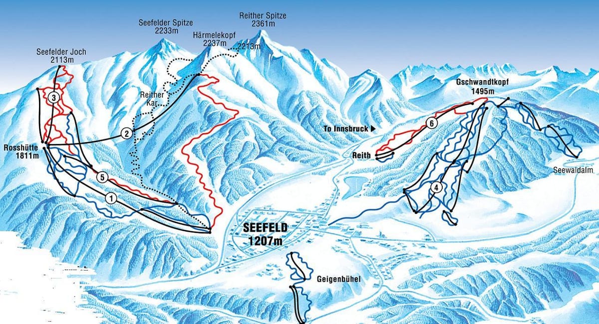 mapa seefeld, Austria
