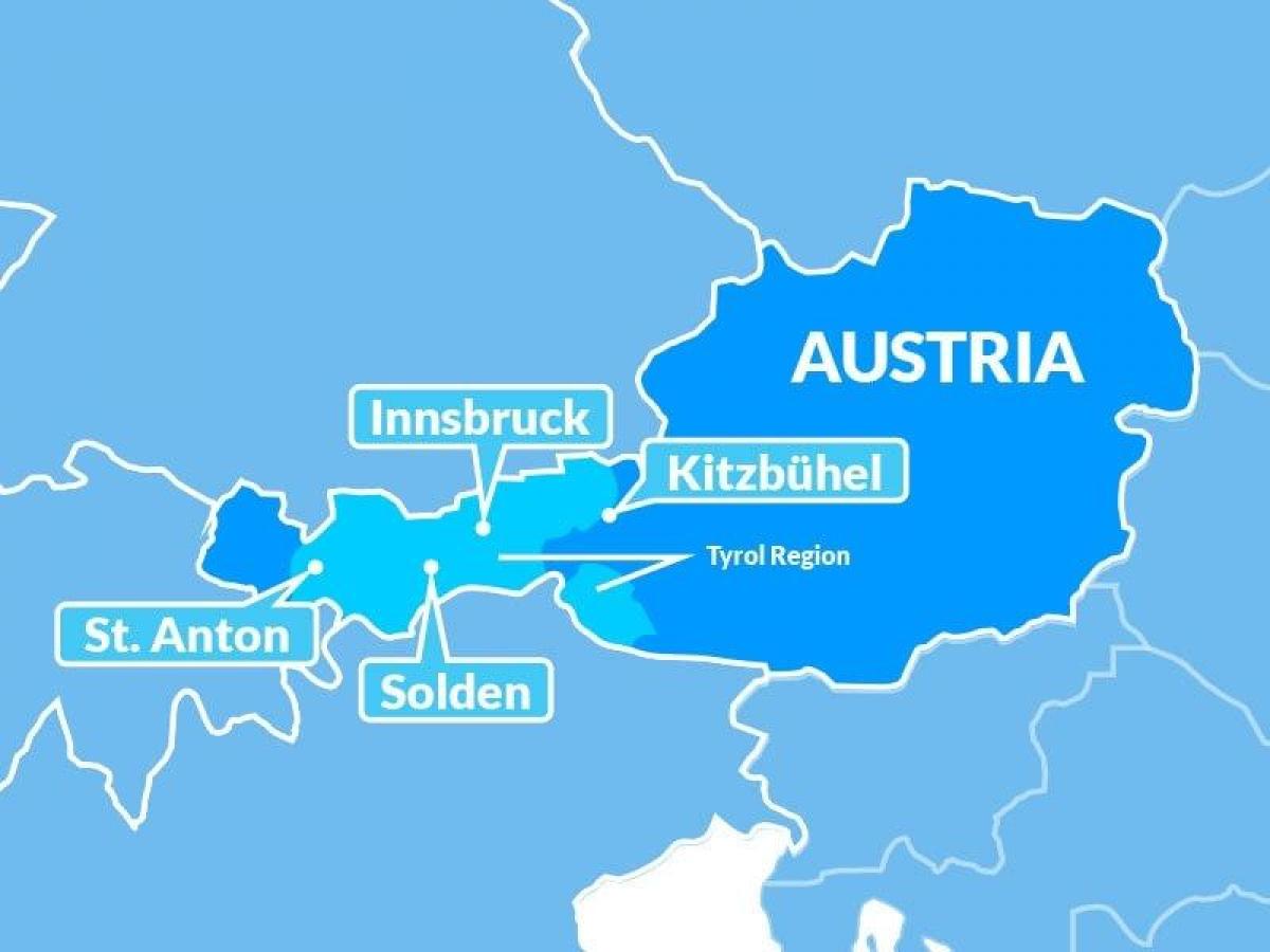 mapa mapa tyrolu, Austria