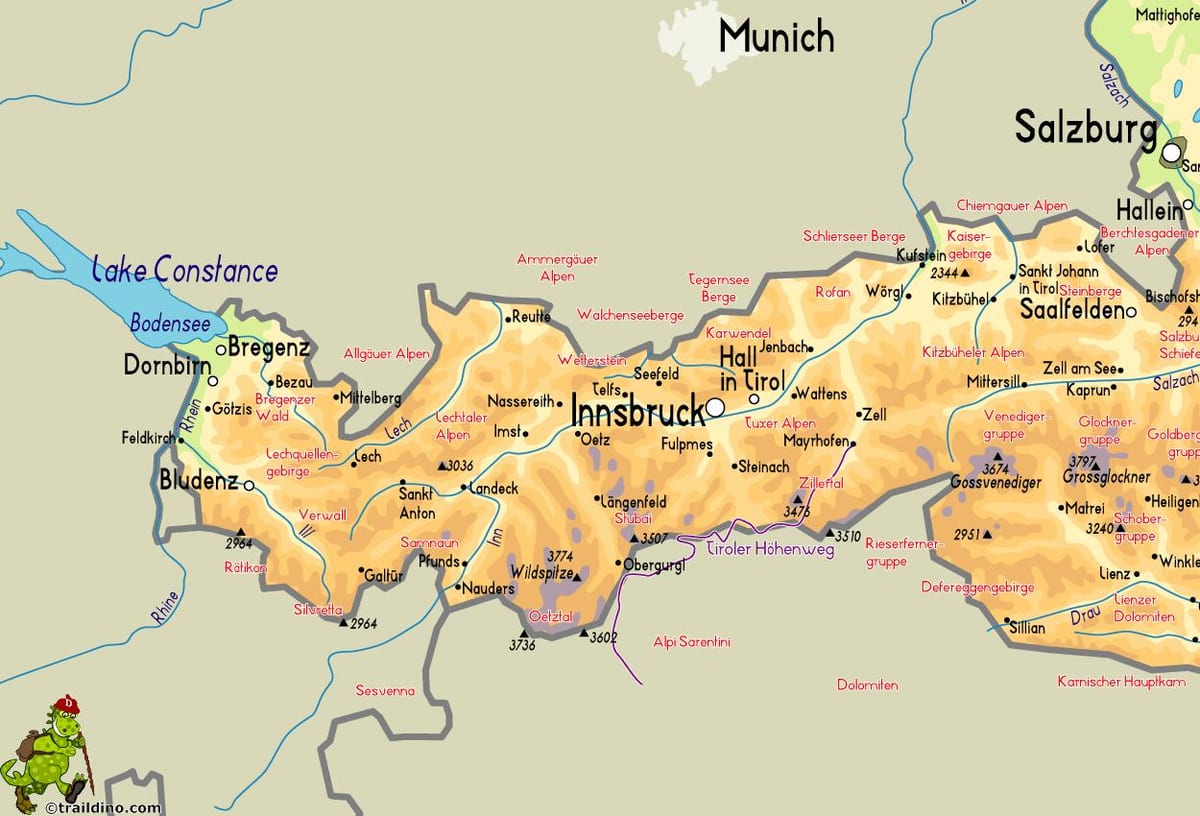mapa mayrhofen, Austria