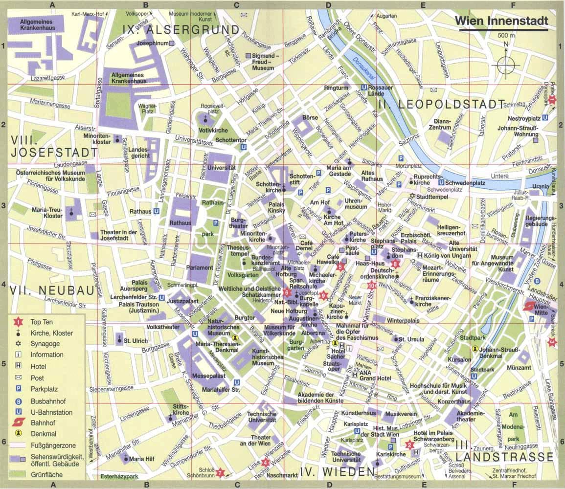 mapa Wiedeń Austria zabytki
