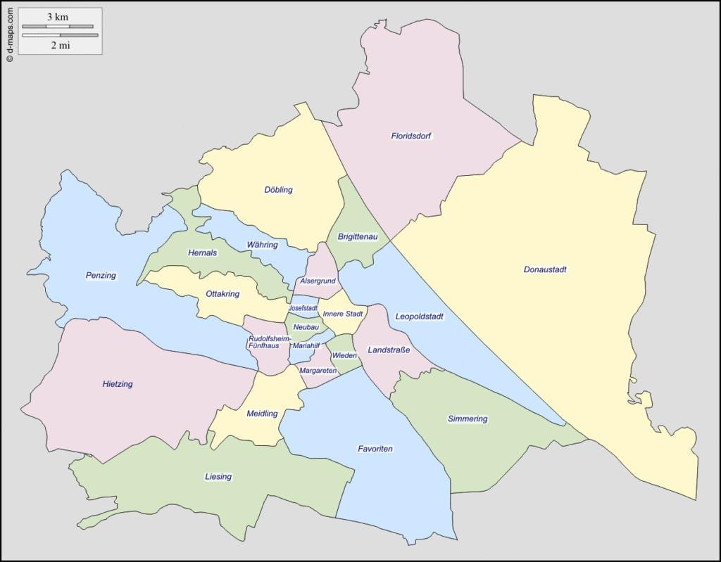 mapa wiedeń Austria region