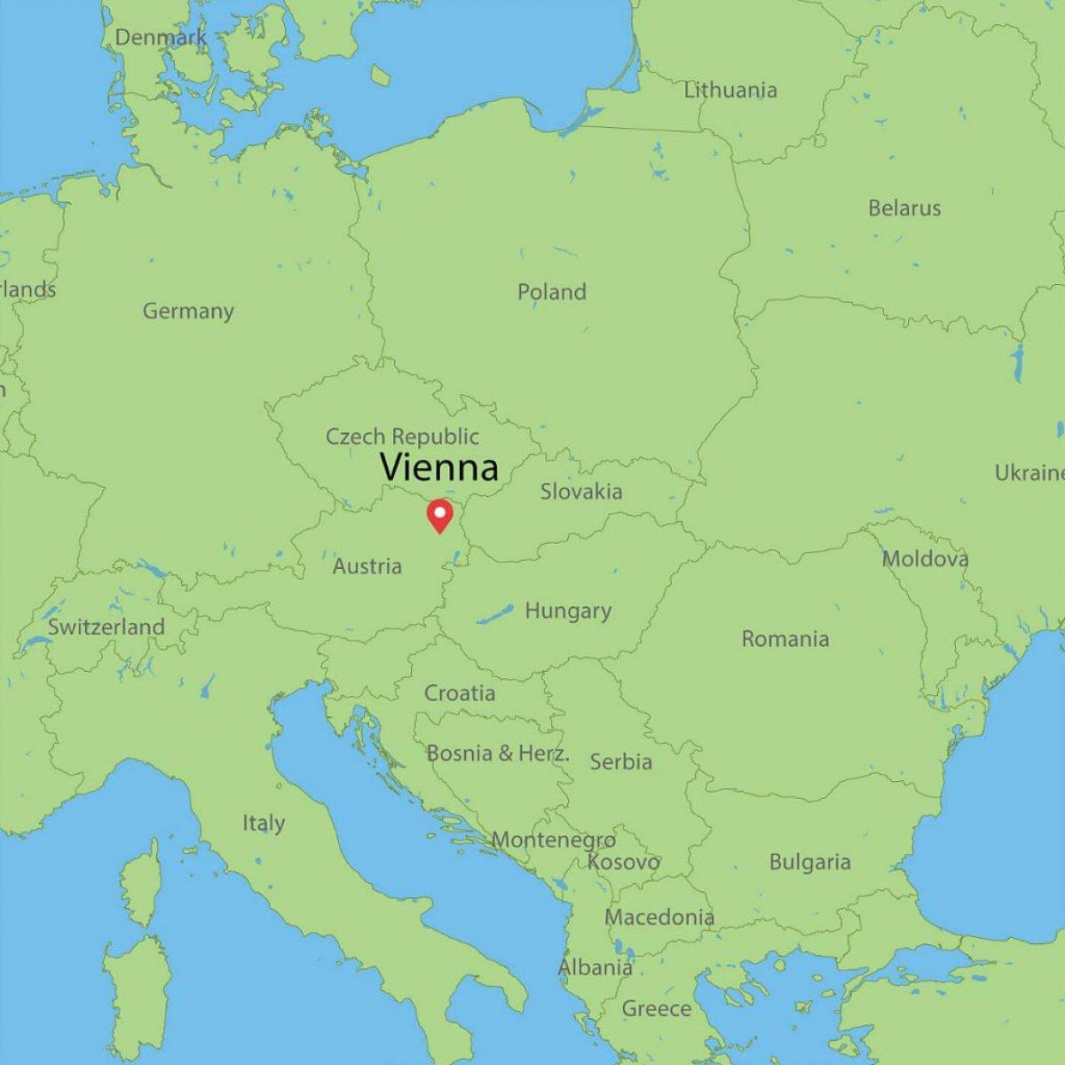 mapa wiedeń Austria mapie Europy