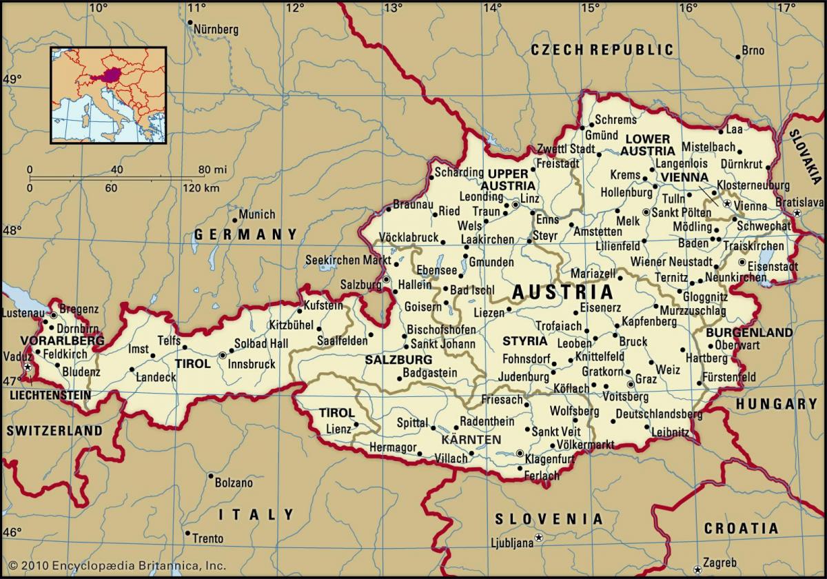 mapa zamków w Austrii