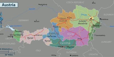 Austria zabytki mapa