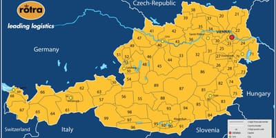 Mapa Austrii Kod pocztowy 