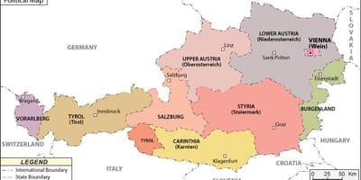 Mapa Austrii polityczne 
