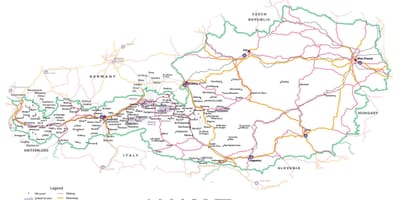 Mapa Austrii tramwajem 