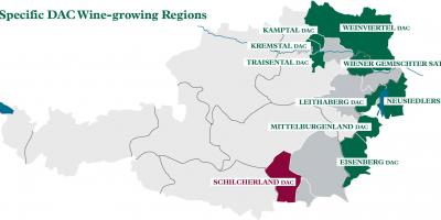 Austriackie regiony winiarskie mapie