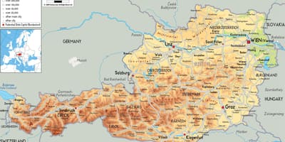Mapa fizyczna mapa Austrii