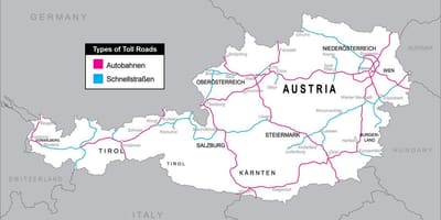 Płatne drogi w Austrii na mapie