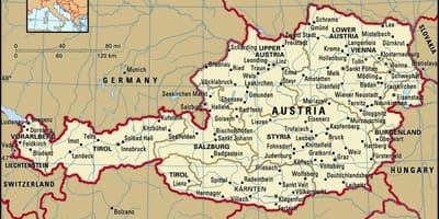 Mapa zamków w Austrii
